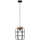 Brilliant Gwen Pendelleuchte Metall Holz Schwarz | 250mm - Geeignet für 1x E27